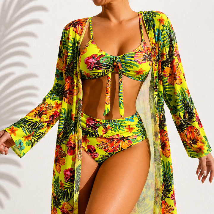 Brialise - Ensemble bikini taille haute gainant et kimono