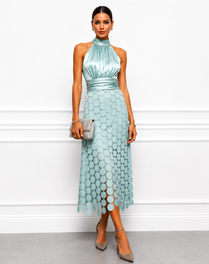 Kateline - Robe midi de luxe à col américain