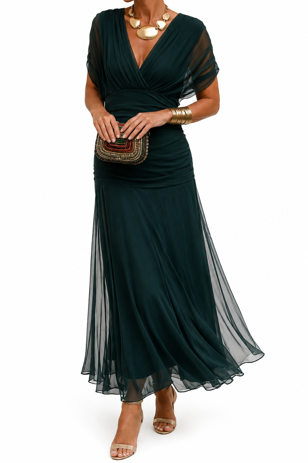 Solavelle - Robe sirène à col Bardot au toucher doux