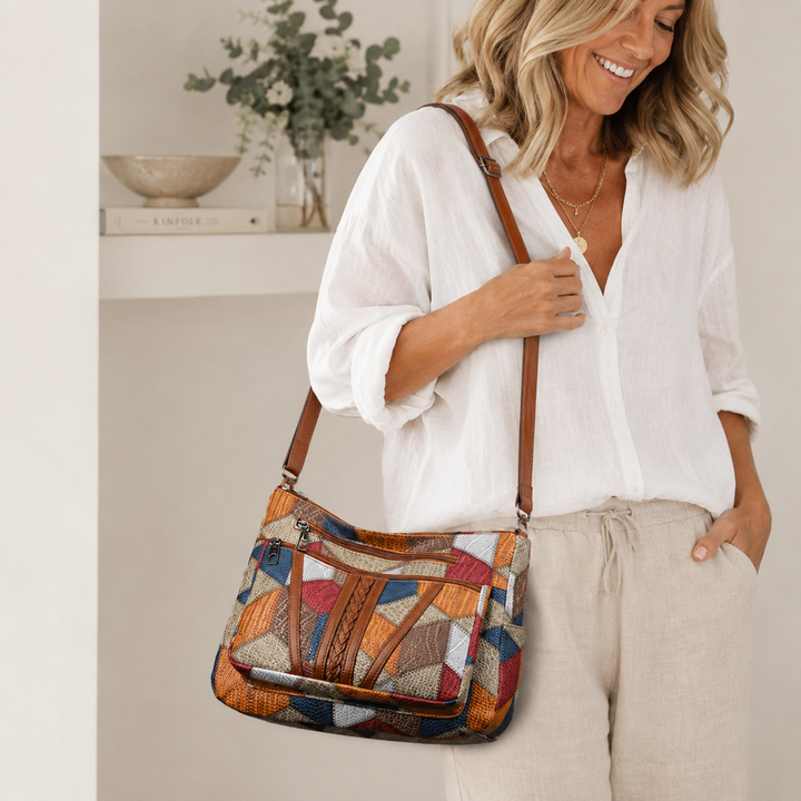 Lauranique - Sac bandoulière en patchwork, doux au toucher