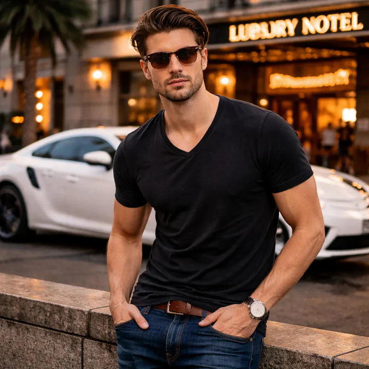 Jackson - T-shirt col V doux au toucher