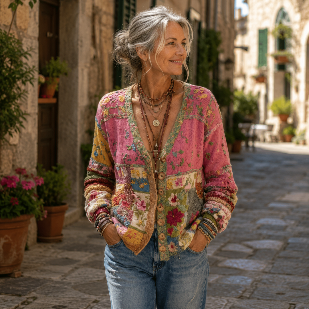 Celestara - Cardigan patchwork, doux au toucher