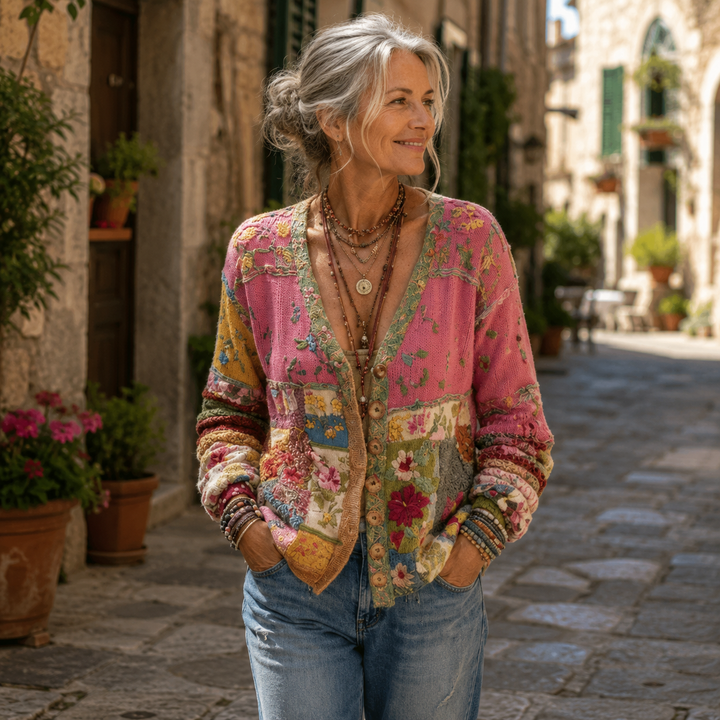Celestara - Cardigan patchwork, doux au toucher