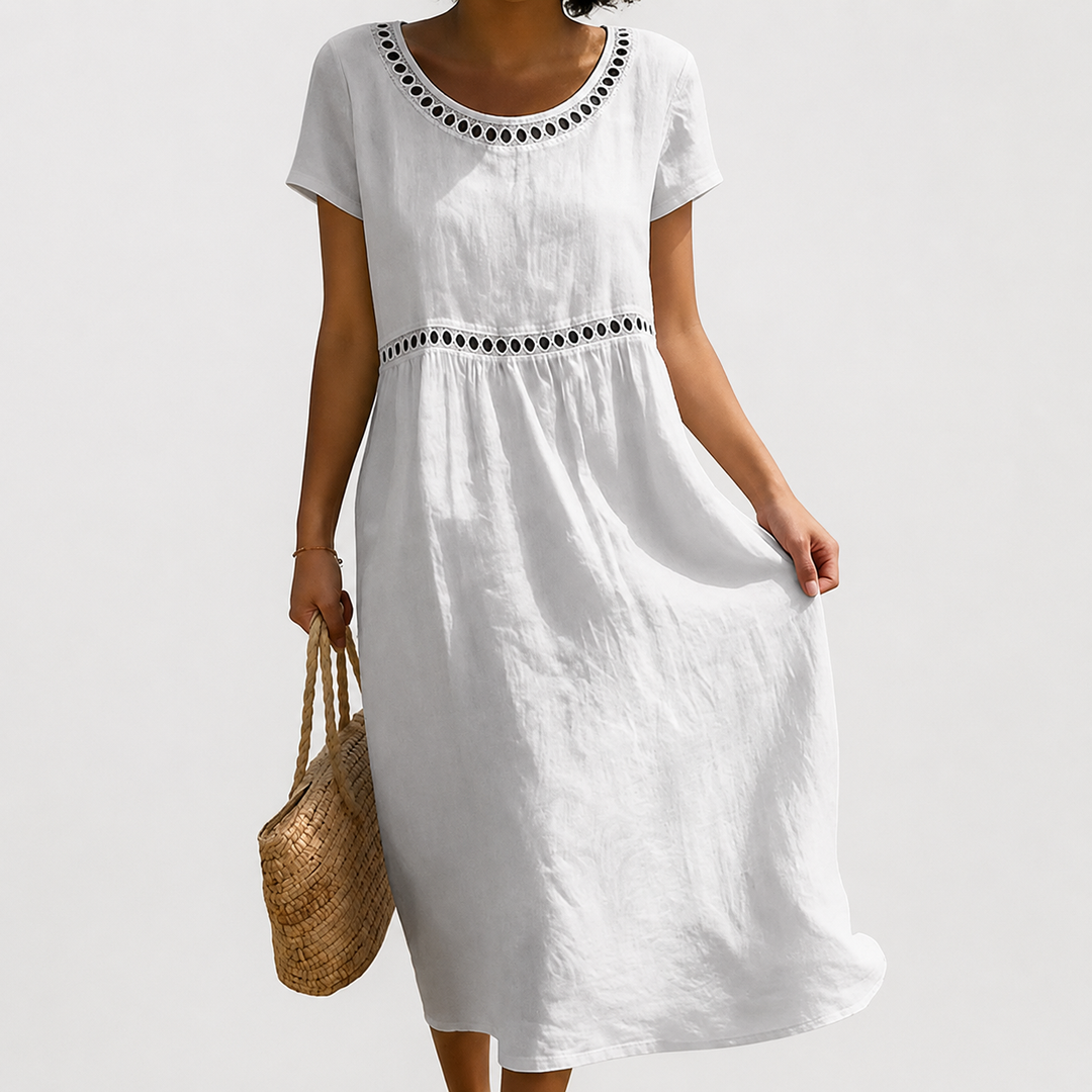 Anissa - Robe midi brodée au toucher doux