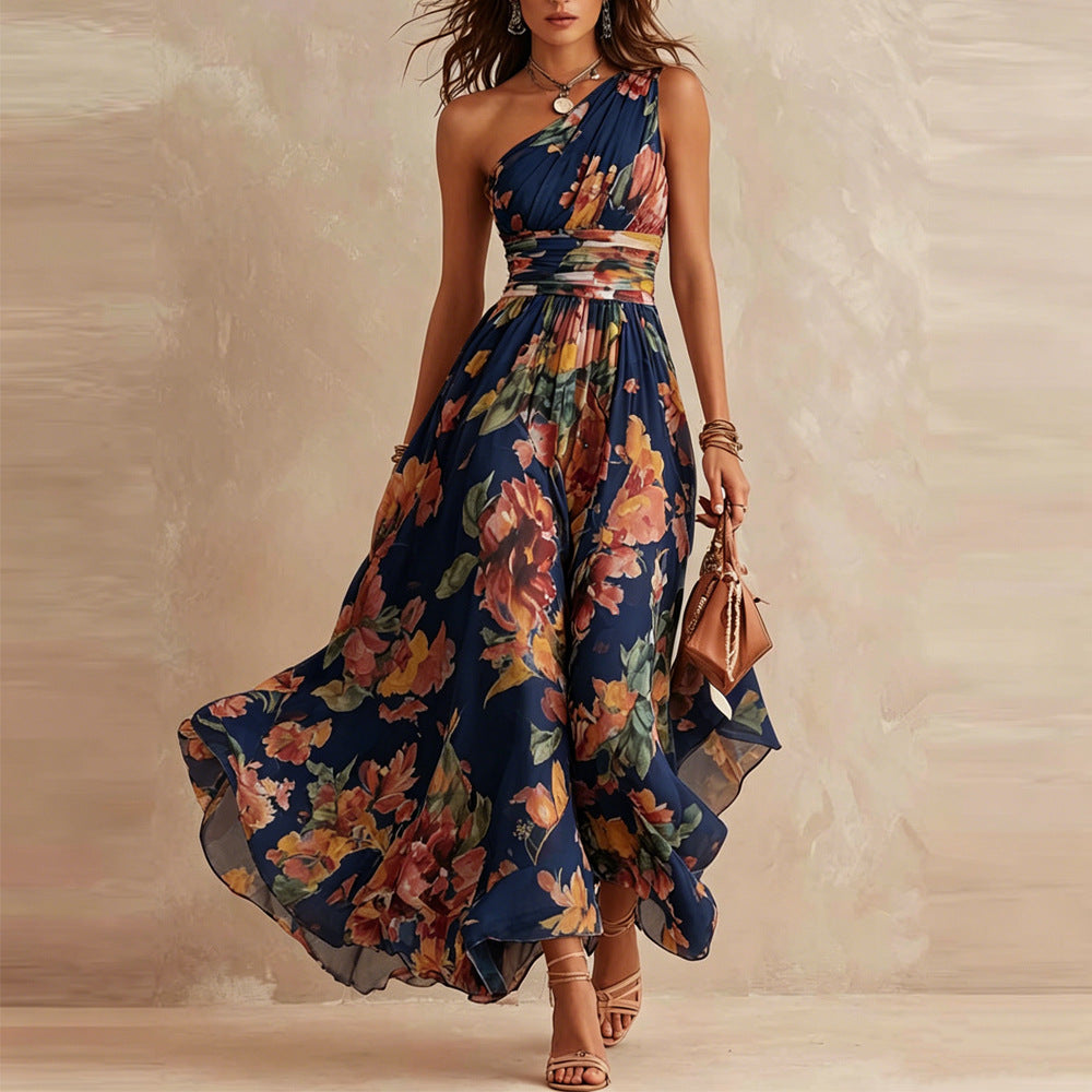 Alisa - Robe longue florale éthérée à une épaule