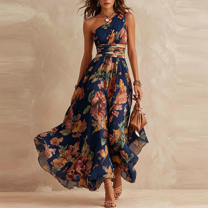 Alisa - Robe longue florale éthérée à une épaule