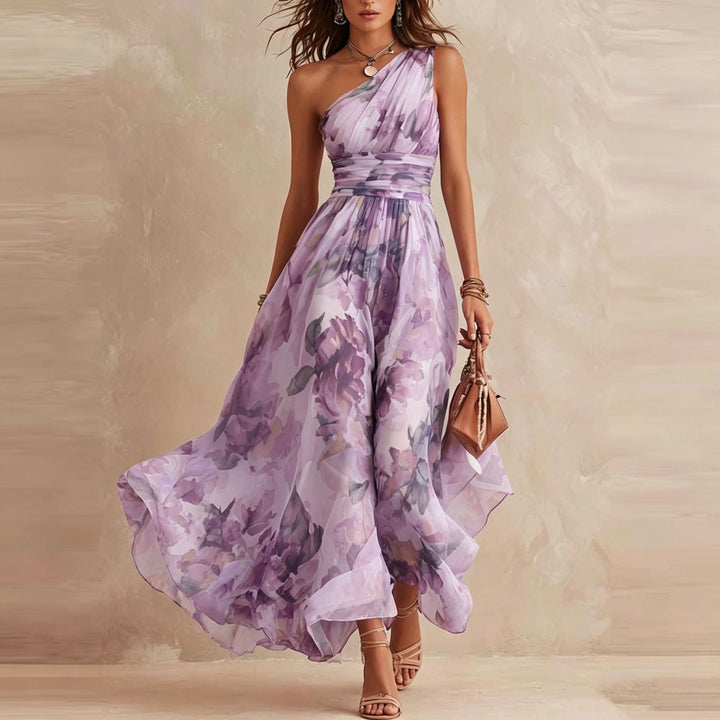 Alisa - Robe longue florale éthérée à une épaule
