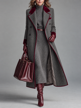 Sanna - Manteau long en pied-de-poule, coupe tailleur