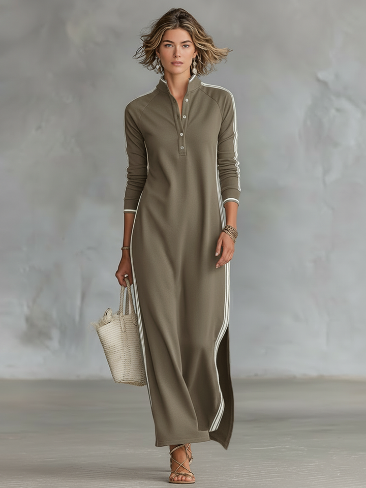 Aida - Robe longue à manches longues à rayures sportives