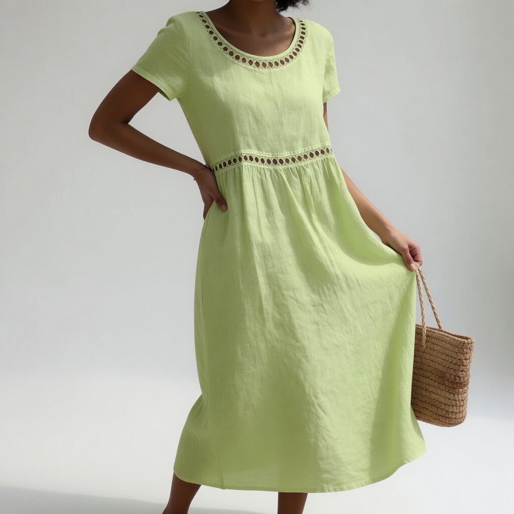 Anissa - Robe midi brodée au toucher doux