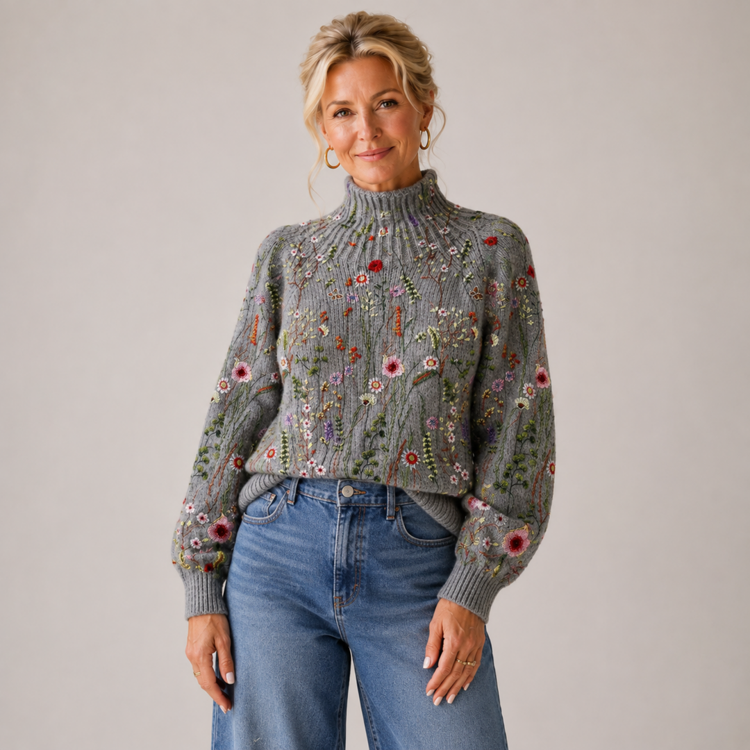 Adorelia - Pull en maille à motif floral doux au toucher