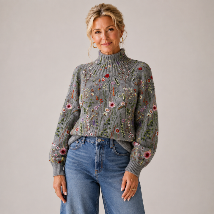 Adorelia - Pull en maille à motif floral doux au toucher