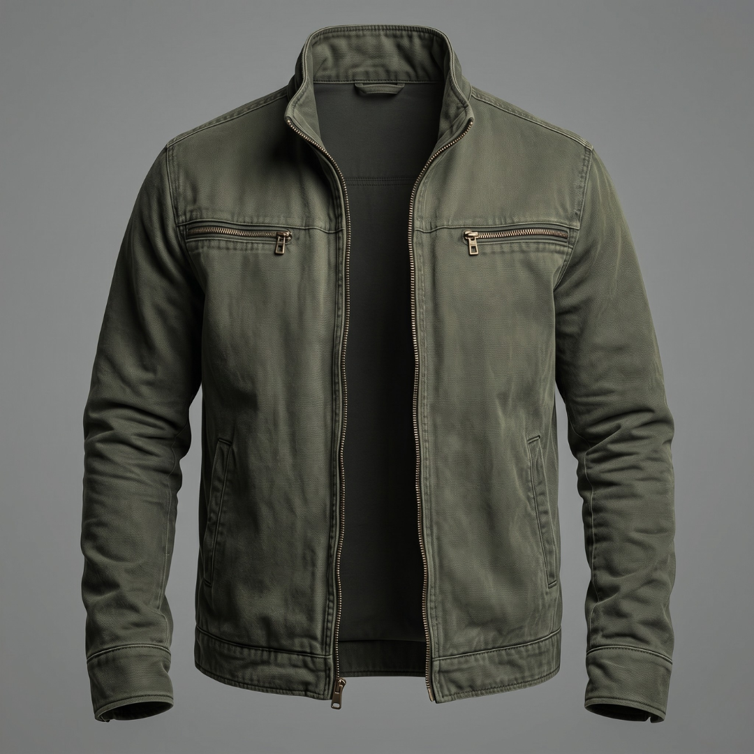 Brody - Veste zippée en coton, effet délavé vintage