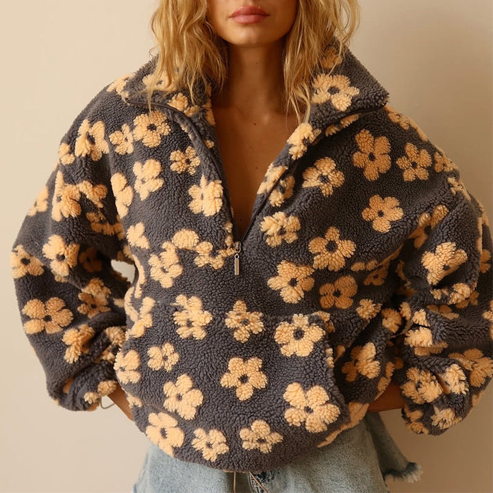Clemency - Pull polaire confortable à motif fleuri