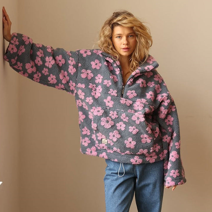 Clemency - Pull polaire confortable à motif fleuri