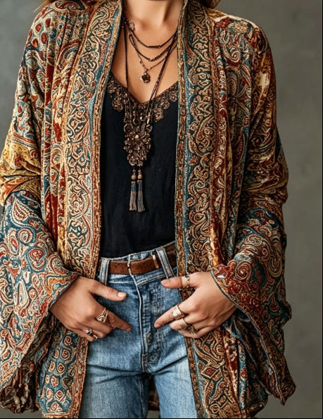 Eudocia - Gilet kimono brodé bohème