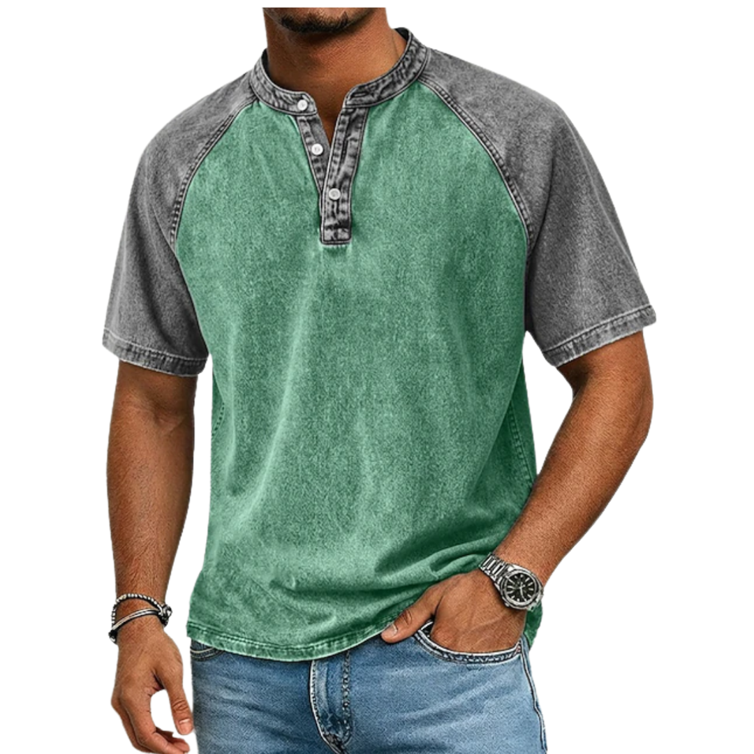 Edgehill - T-shirt Henley effet vintage