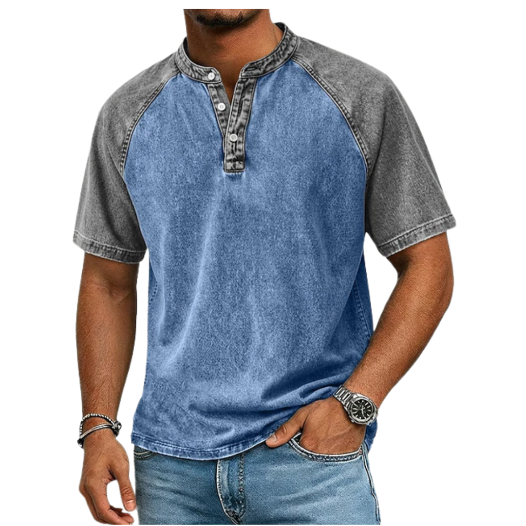 Edgehill - T-shirt Henley effet vintage