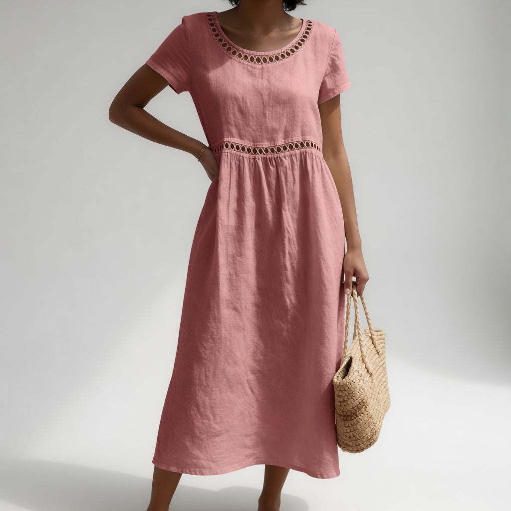 Ysoline - Robe midi brodée au toucher doux