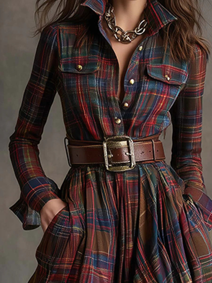 Caralisse - Robe longue à carreaux haut de gamme