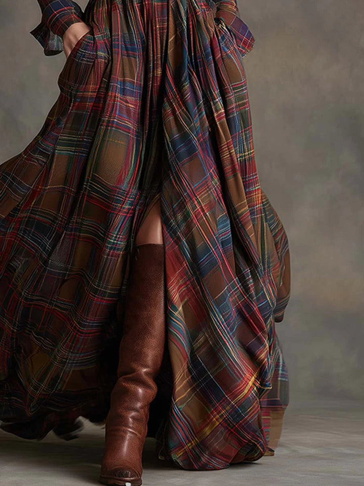 Caralisse - Robe longue à carreaux haut de gamme