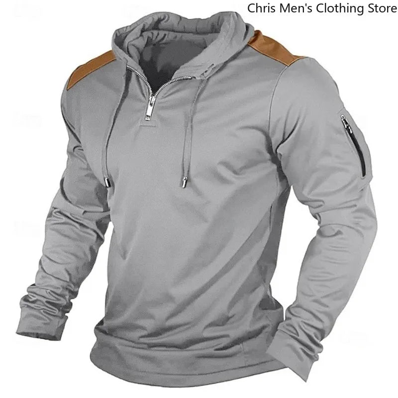 Carter - Sweat à capuche à demi-zip avec empiècements contrastés aux épaules