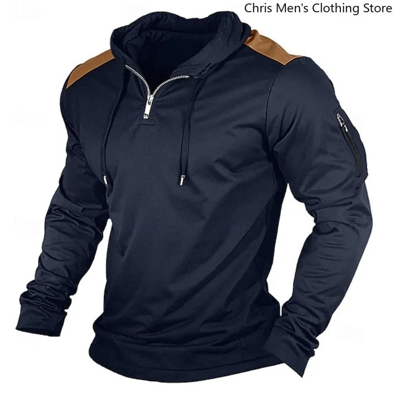 Carter - Sweat à capuche à demi-zip avec empiècements contrastés aux épaules