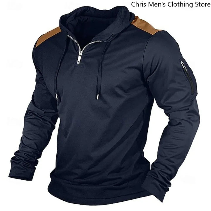 Carter - Sweat à capuche à demi-zip avec empiècements contrastés aux épaules