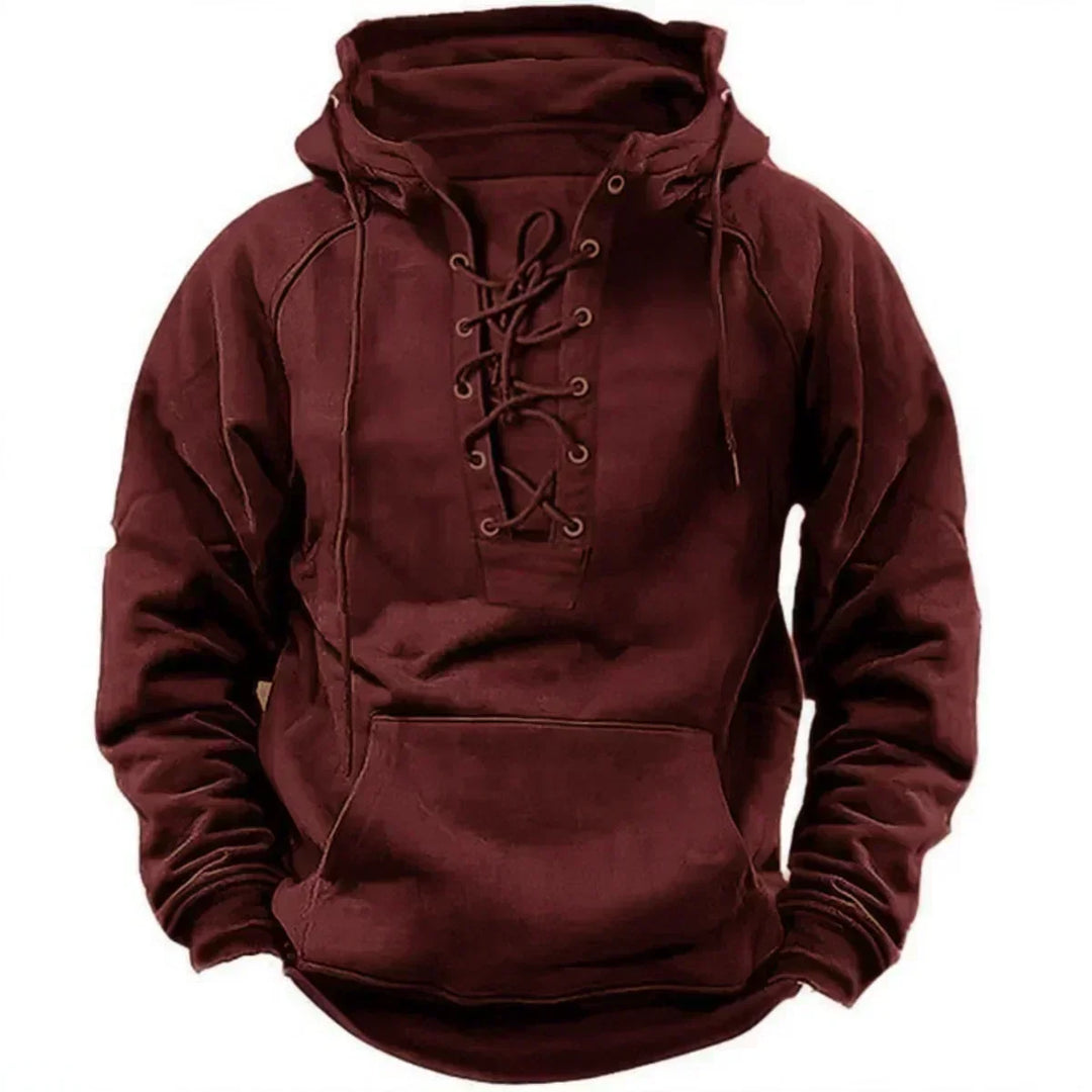 Bervin - Sweat à capuche épais à laçage