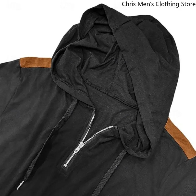 Carter - Sweat à capuche à demi-zip avec empiècements contrastés aux épaules
