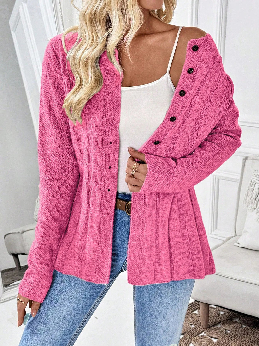 Zarela - Cardigan en maille ajourée haut de gamme