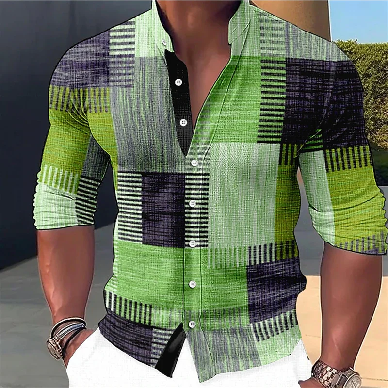Finn - Chemise sur-mesure à col officier à motif géométrique