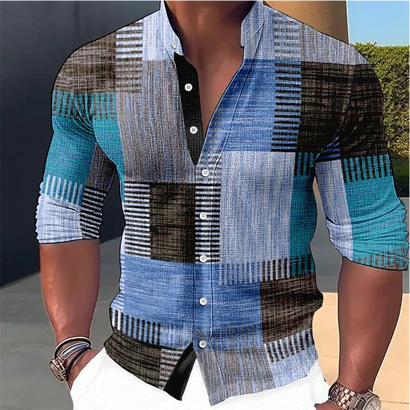 Finn - Chemise sur-mesure à col officier à motif géométrique