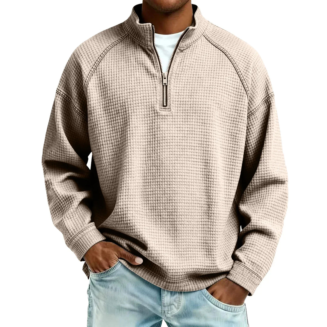 Jude - Sweat-shirt à col rond en maille gaufrée