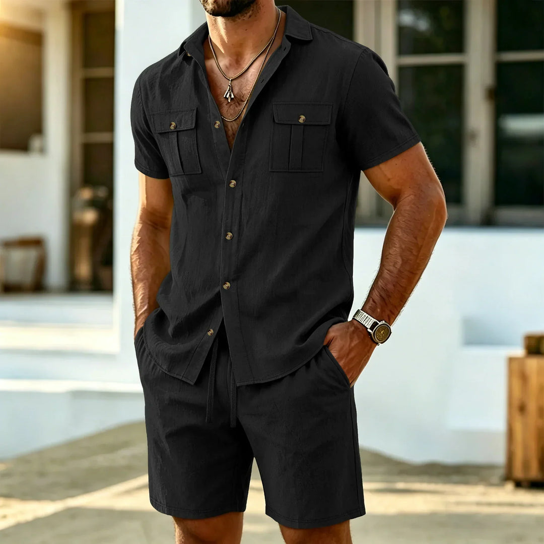 Baird - Ensemble chemise et short en mélange de lin