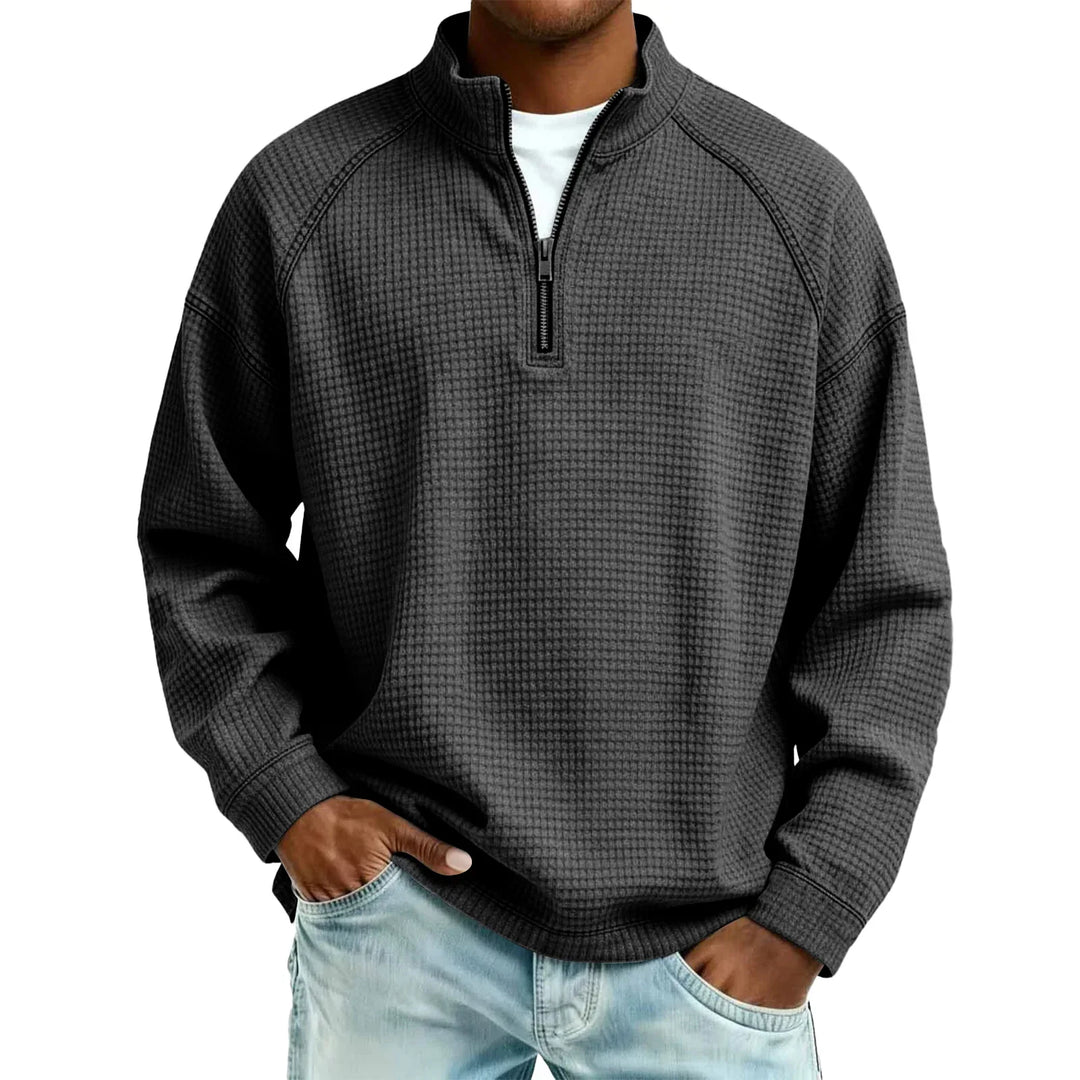 Jude - Sweat-shirt à col rond en maille gaufrée
