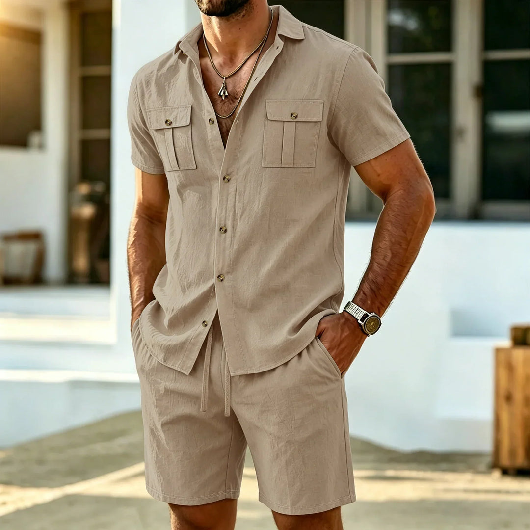 Baird - Ensemble chemise et short en mélange de lin