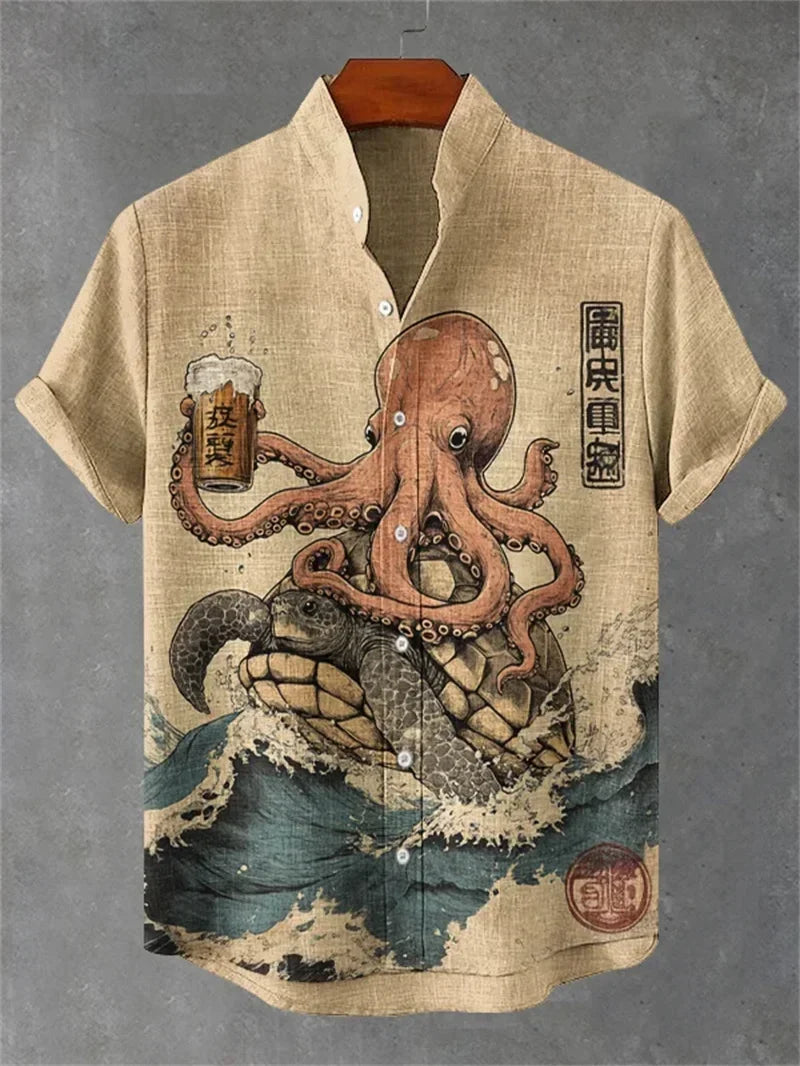 Ulric - Chemise boutonnée à motif graphique côtier