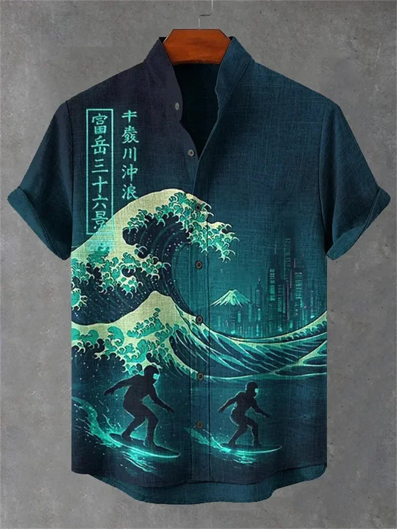 Ulric - Chemise boutonnée à motif graphique côtier