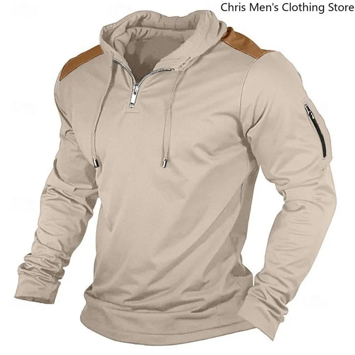 Carter - Sweat à capuche à demi-zip avec empiècements contrastés aux épaules