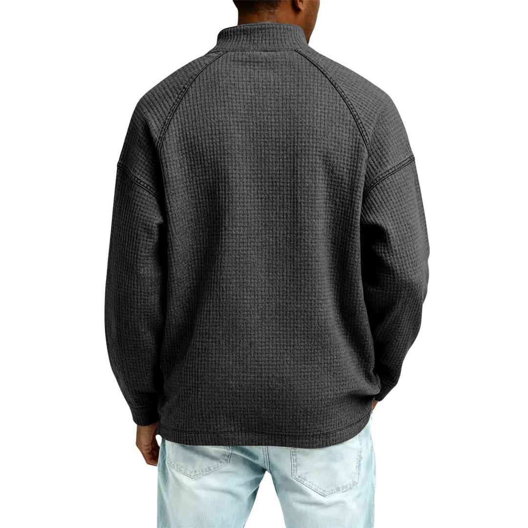 Jude - Sweat-shirt à col rond en maille gaufrée