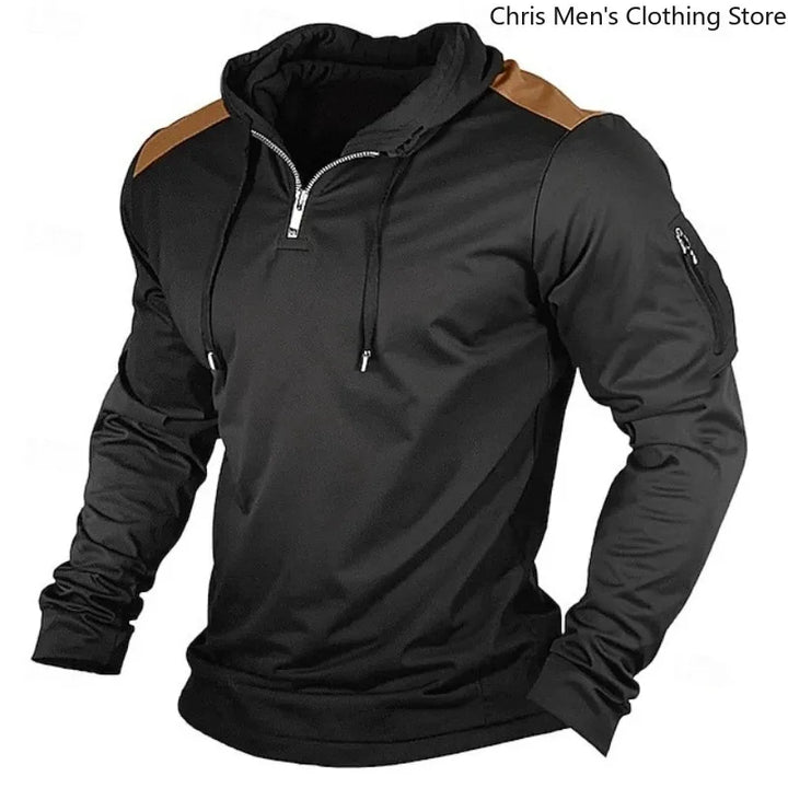 Carter - Sweat à capuche à demi-zip avec empiècements contrastés aux épaules