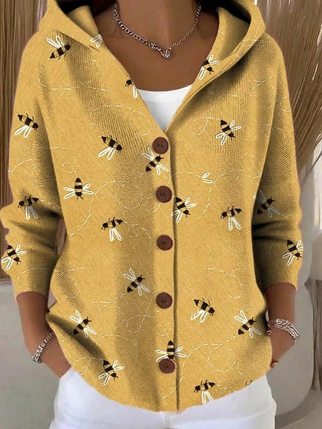 Thealyn - Veste en maille bicolore à capuche