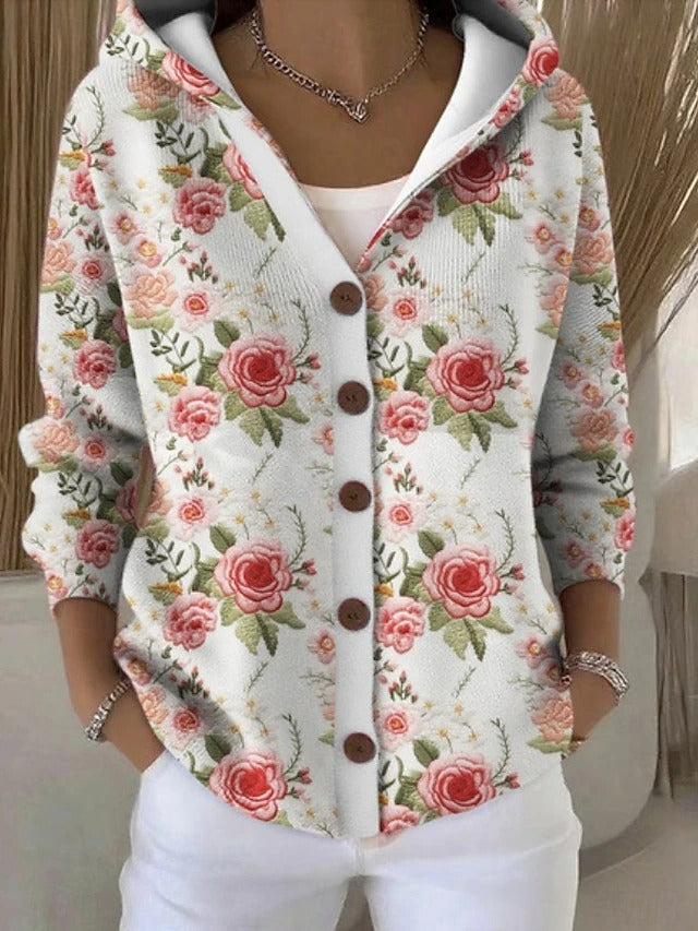 Thealyn - Veste en maille bicolore à capuche