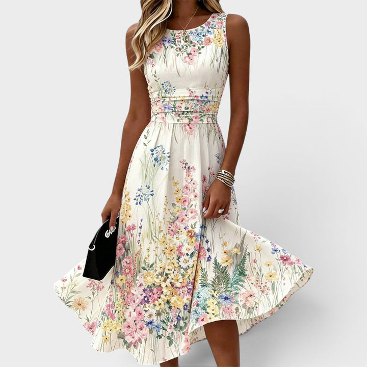 Inara - Robe midi fleurie au toucher doux