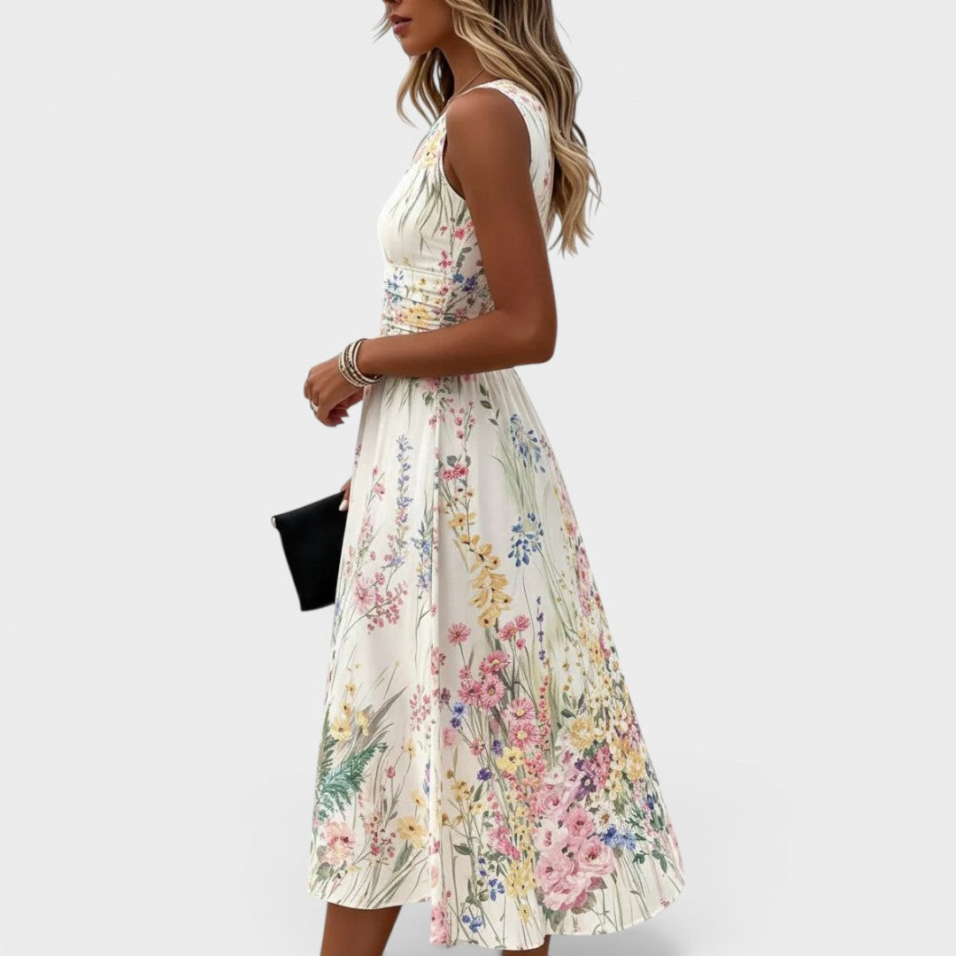Inara - Robe midi fleurie au toucher doux