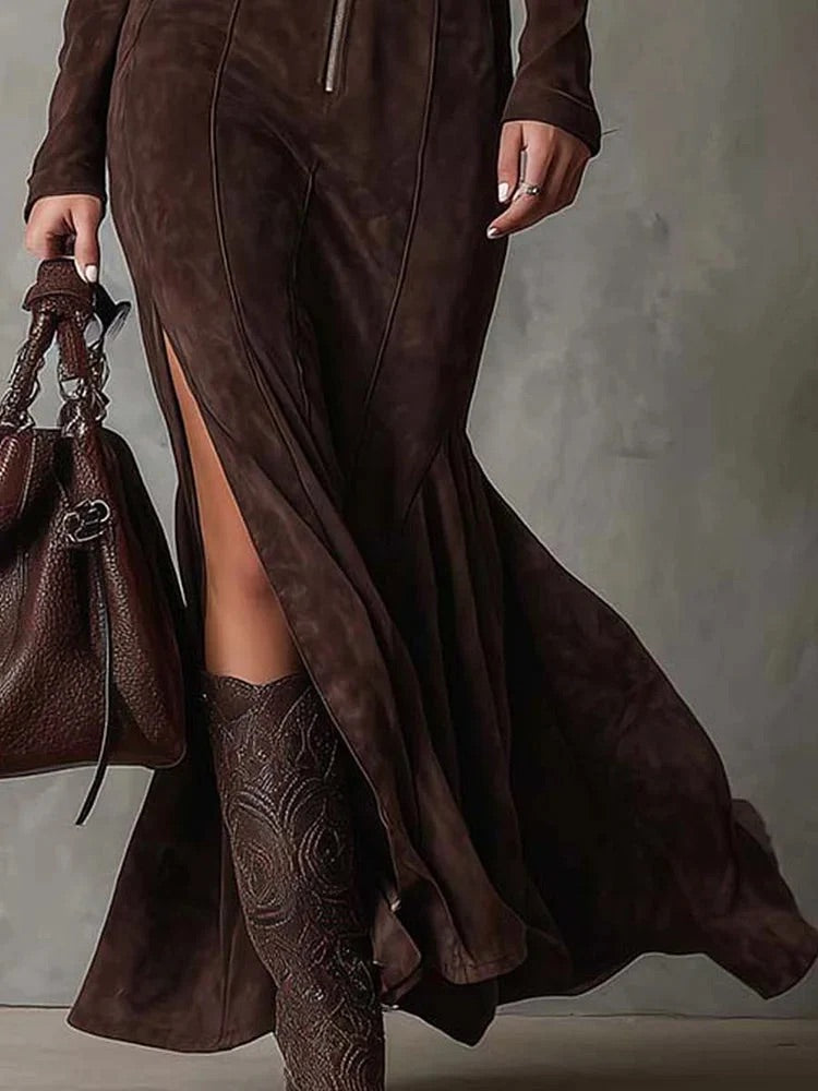 Lilah - Robe longue ceinturée au toucher doux