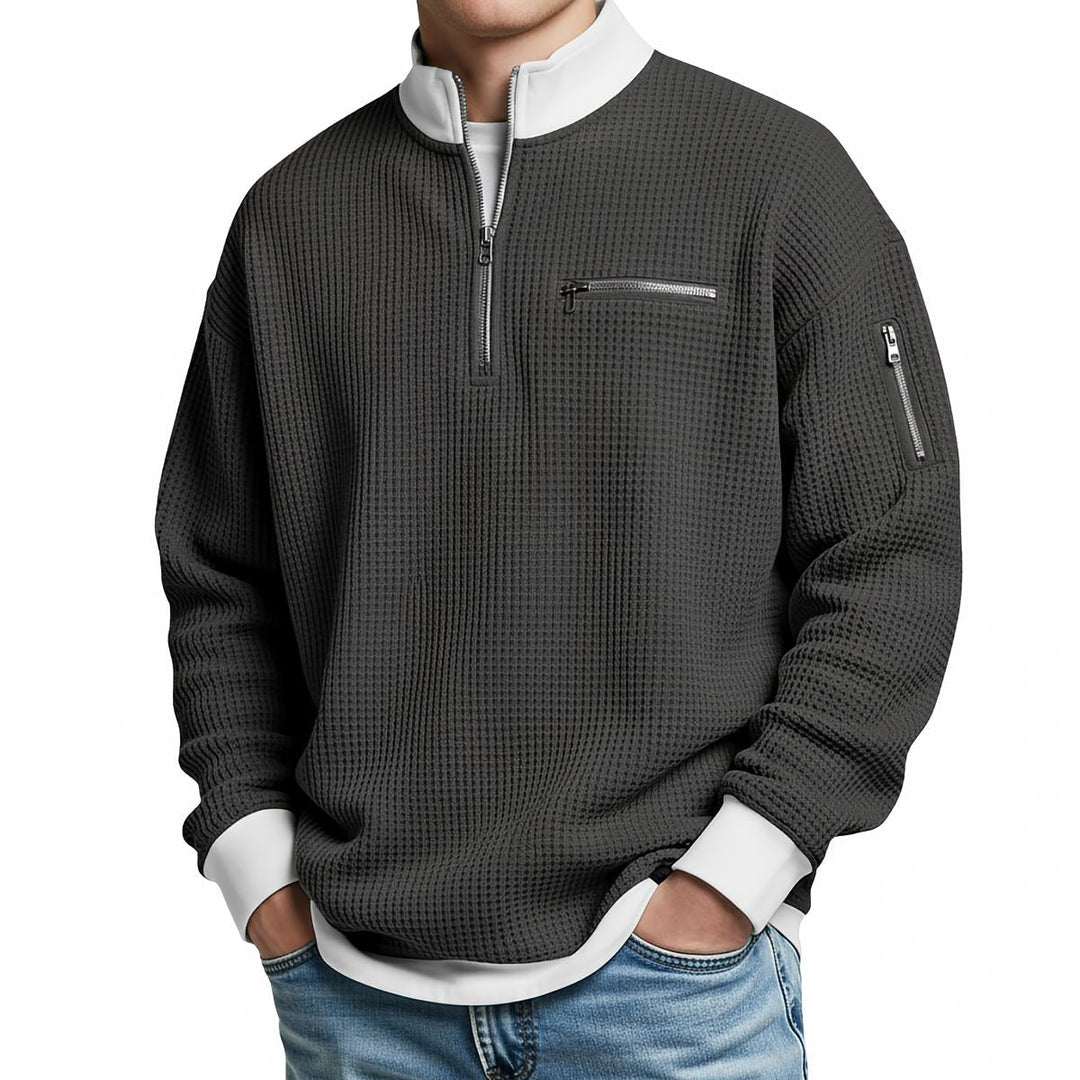 Brice - Pull en maille gaufrée à col zippé