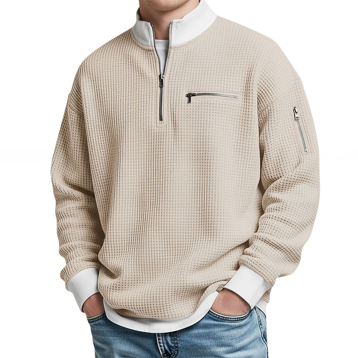 Brice - Pull en maille gaufrée à col zippé