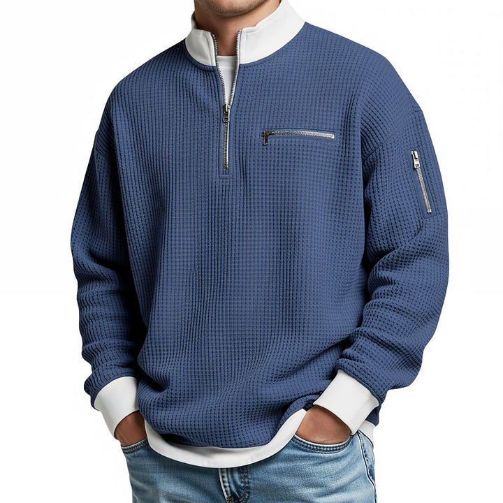 Brice - Pull 1/4 zip en maille gaufrée